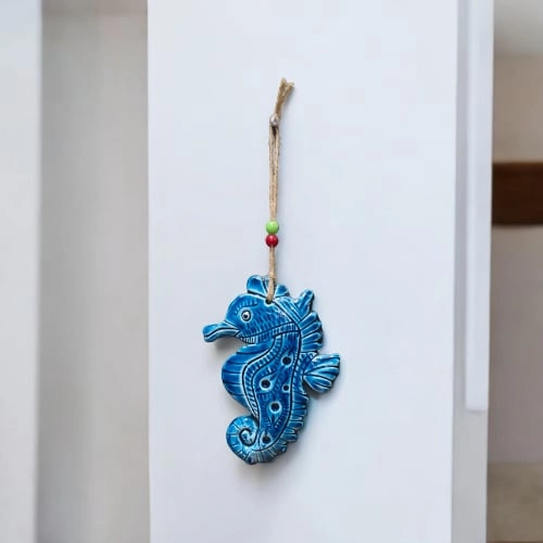 Dekoratif Deniz Atı Duvar Süsü 16cm TurkuaMavi