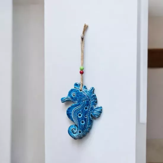 Dekoratif Deniz Atı Duvar Süsü 16cm TurkuaMavi