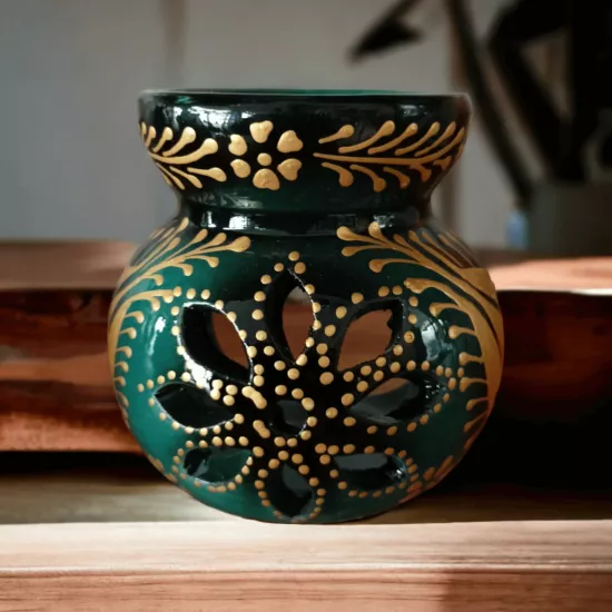 Dekoratif Lotus Motifli Seramik Buhurdanlık